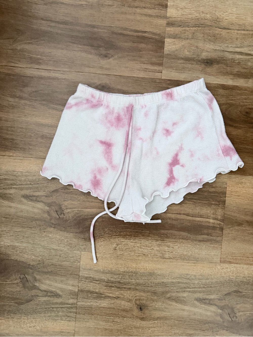 Blue Blush Pink Tie-Dye Fleece Lounge Shorts